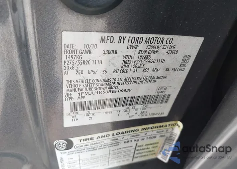 2011 Ford Expedition Limited из США, поврежденный, VIN 1FMJU1K50BEF09630